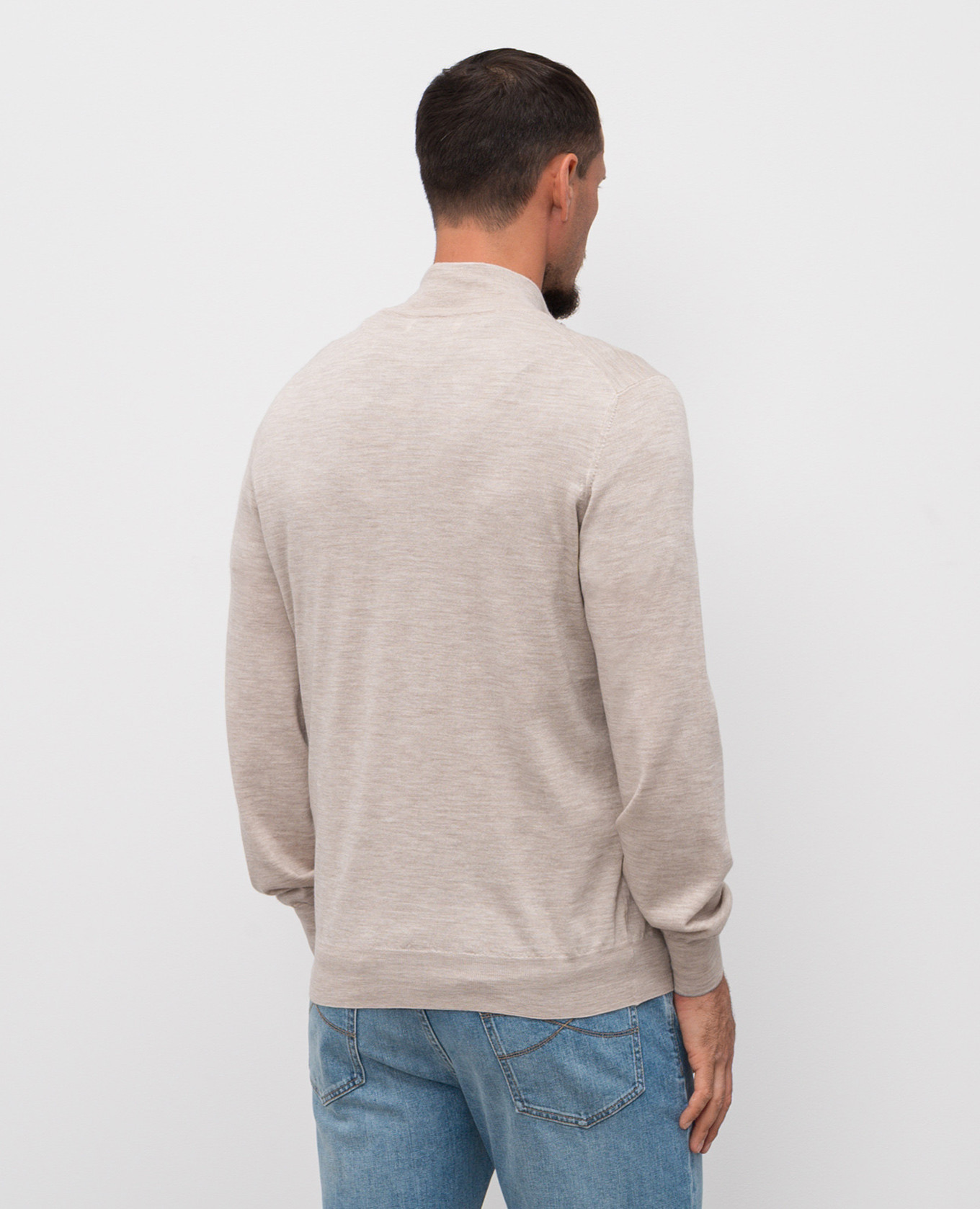 Beige wool and cashmere jumper with zipper Brunello Cucinelli 4