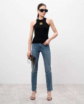 Balmain Black top with Retro PB logo embroidery DF1EB045BC49