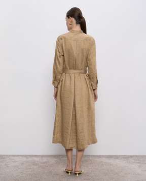 MooRER Beige shirt dress NAYA with linen NAYAISA