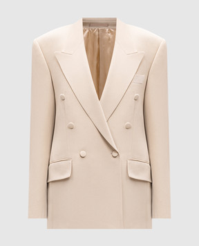 Jacob Lee Beige double-breasted silk jacket WOB051SS25CSSD
