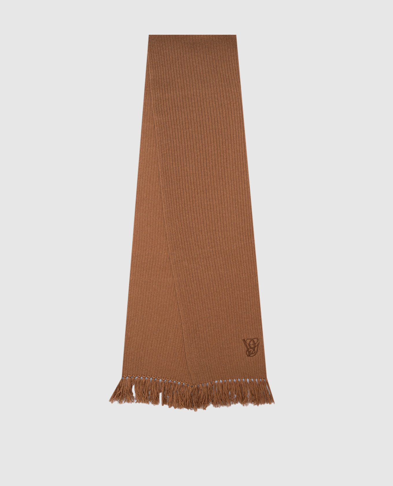 

Brown wool scarf with fringe Valentino