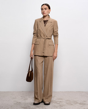 Peserico Brown wool and cashmere pants P0456903358