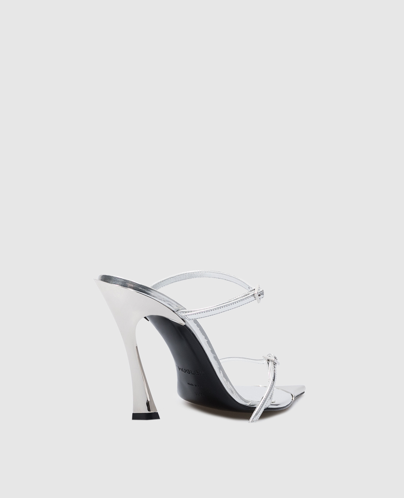 

Silver leather mules with metallic trim Thierry Mugler