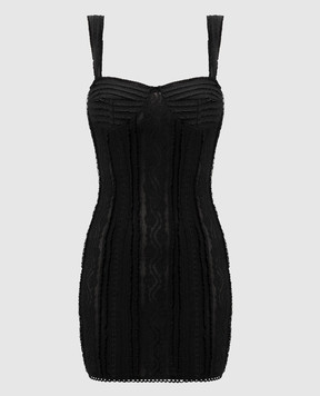 Charo Ruiz Black Selene mini dress with lace 255600
