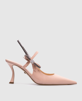Mach&Mach Pink patent leather slingbacks with crystals S088985PAT