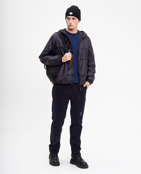 C.P. Company Blue wool jumper with logo patch MKN237A003247F