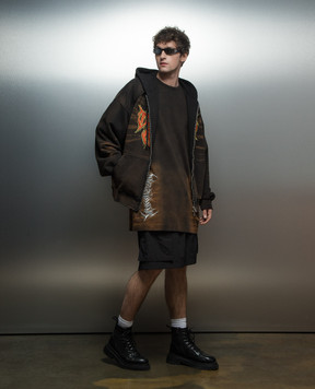 Juun.j Brown t-shirt with textured embroidery JC4242H01B