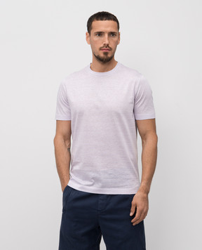 Canali Purple striped linen t-shirt MJ02041T0003