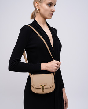 Tom Ford Beige leather saddle bag WALLIS with monogram logo L1841LCL442X