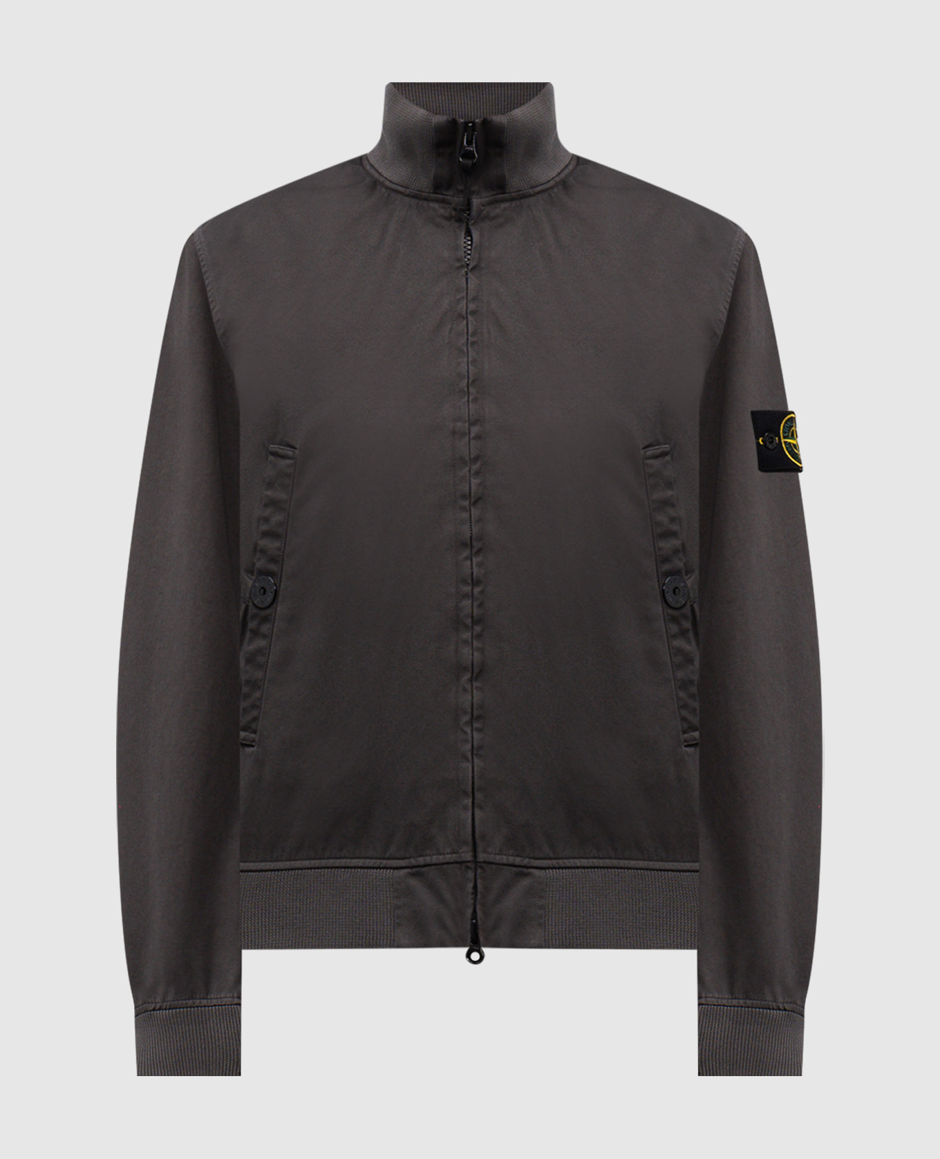 Grey jacket with logo patch Stone Island