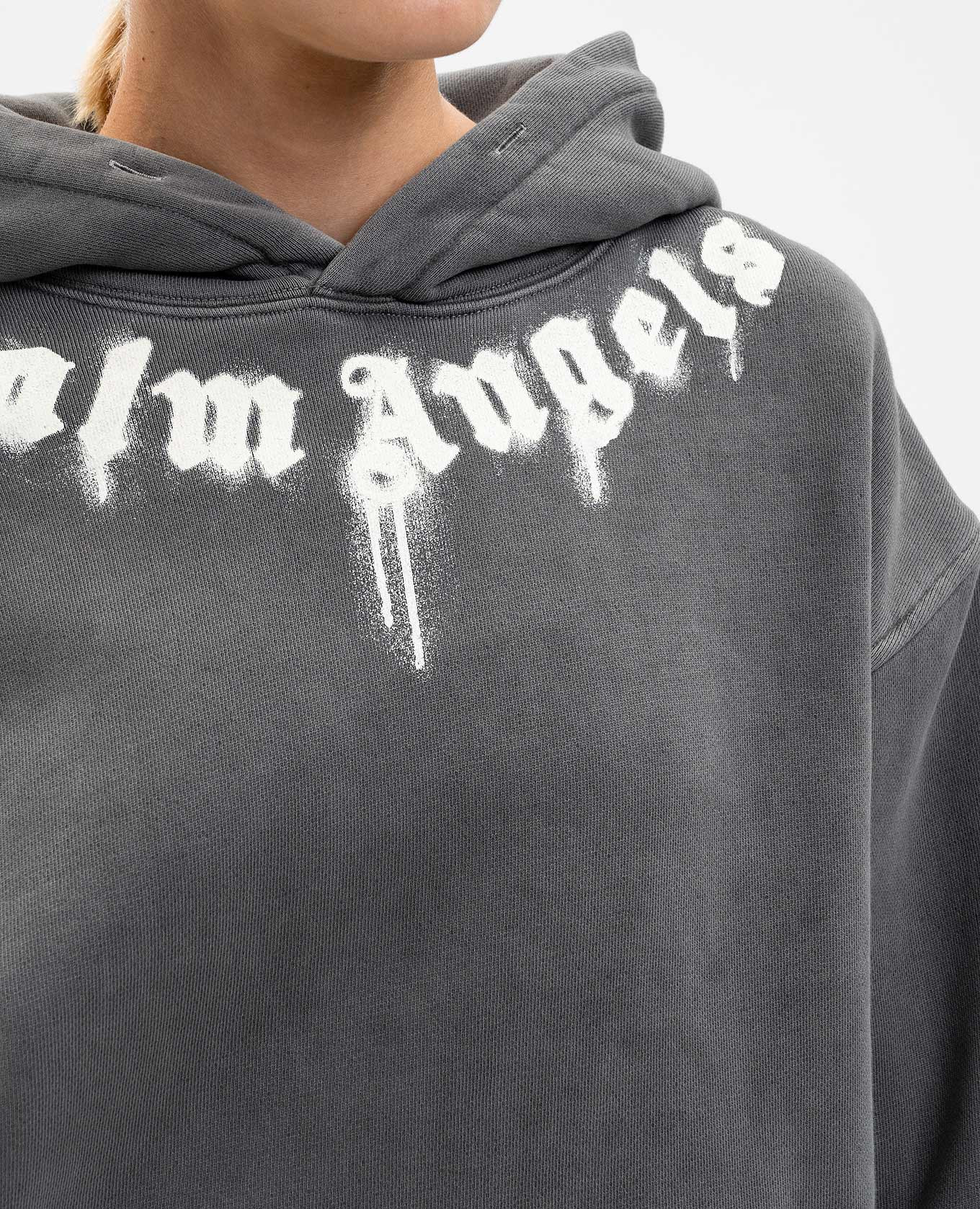 

Grey insulated hoodie with logo print Palm Angels