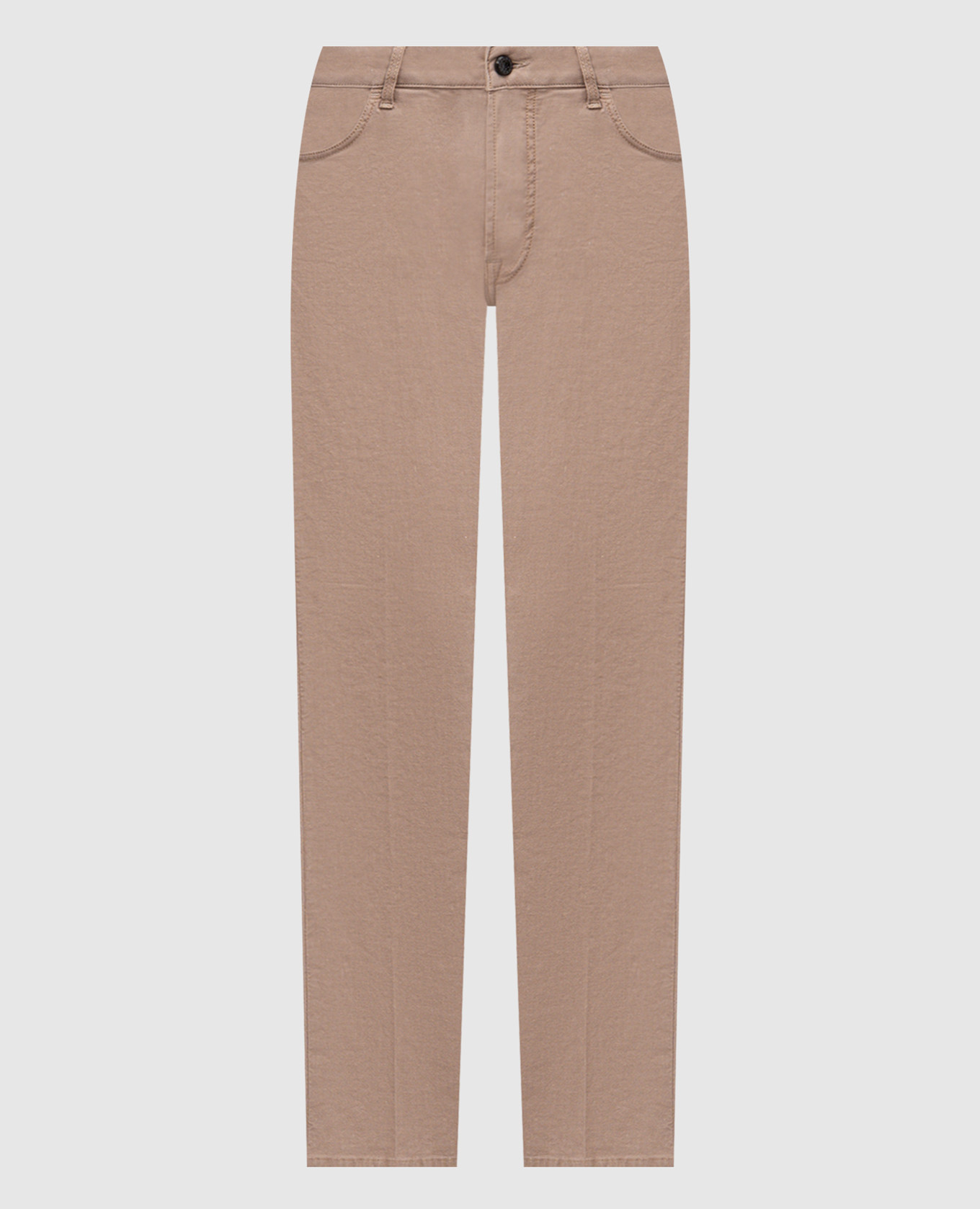 

Beige linen jeans with logo patch Stefano Ricci