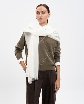 Peserico White wool scarf with sequins S31529C0CC661