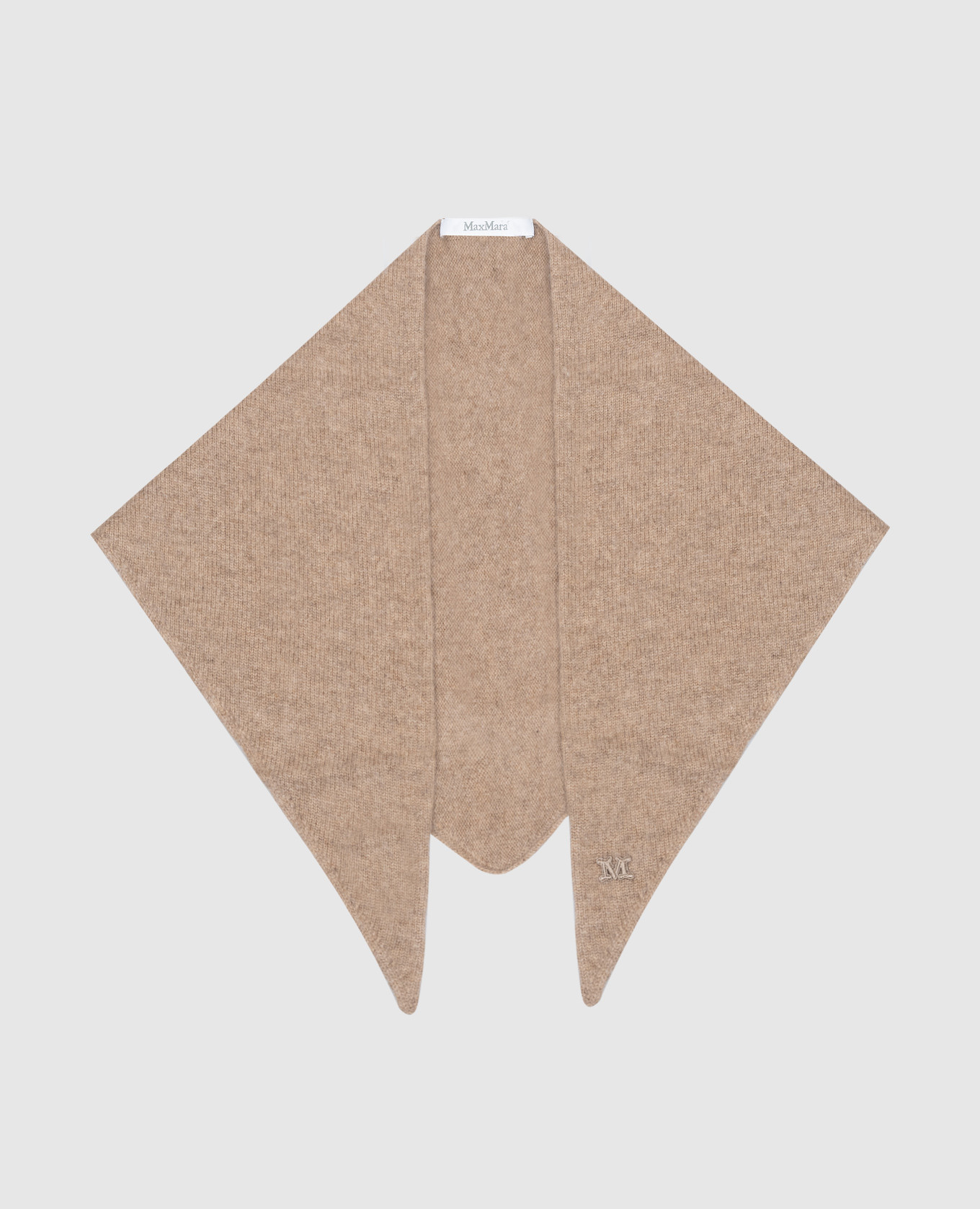 

ABAZIA beige wool and cashmere bactus scarf with logo Max Mara, Бежевый
