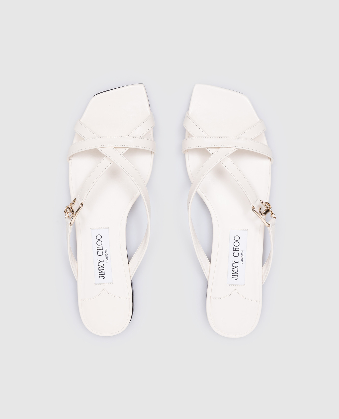 

Jess logo monogram flip flops in beige leather Jimmy Choo