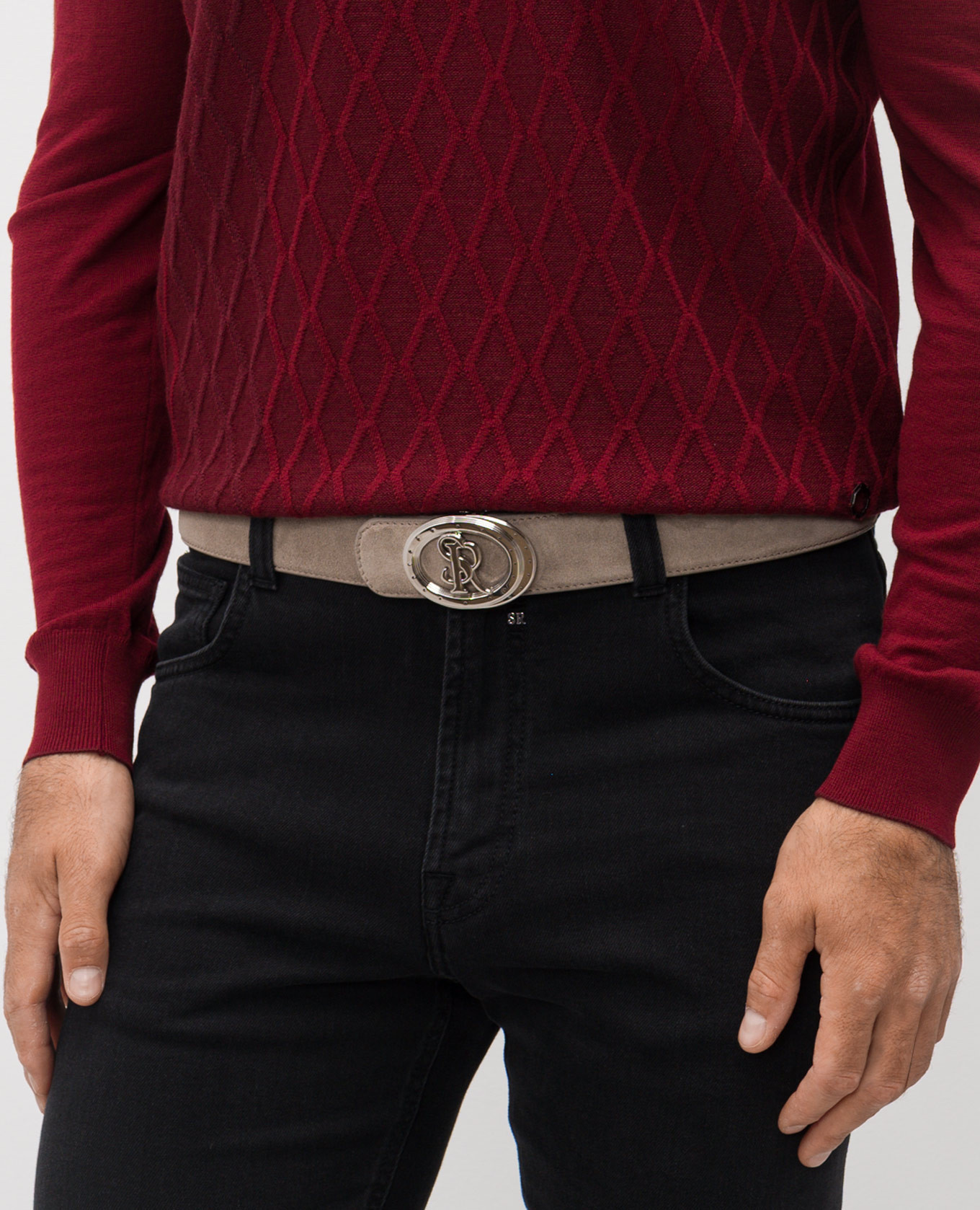 

Beige suede belt with logo Stefano Ricci