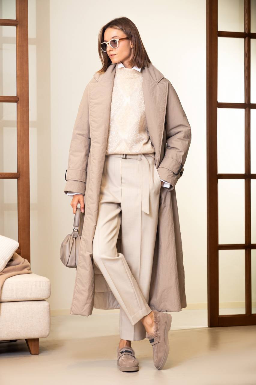 Beige wool trousers with a monil chain Brunello Cucinelli 6