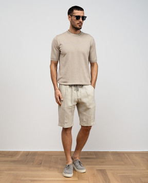 Cashmere&Whiskey Beige linen and cashmere T-shirt MU9322318455R