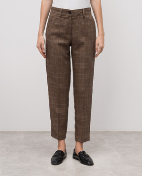Momoni Brown Gohn wool checked trousers MOPA035MO22