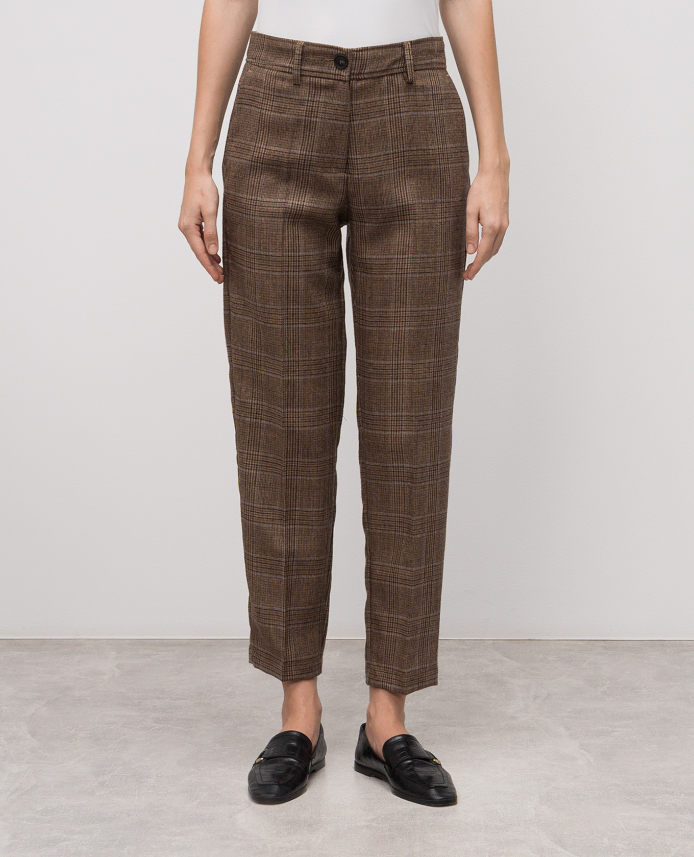 Brown Gohn wool checked trousers Momoni 3