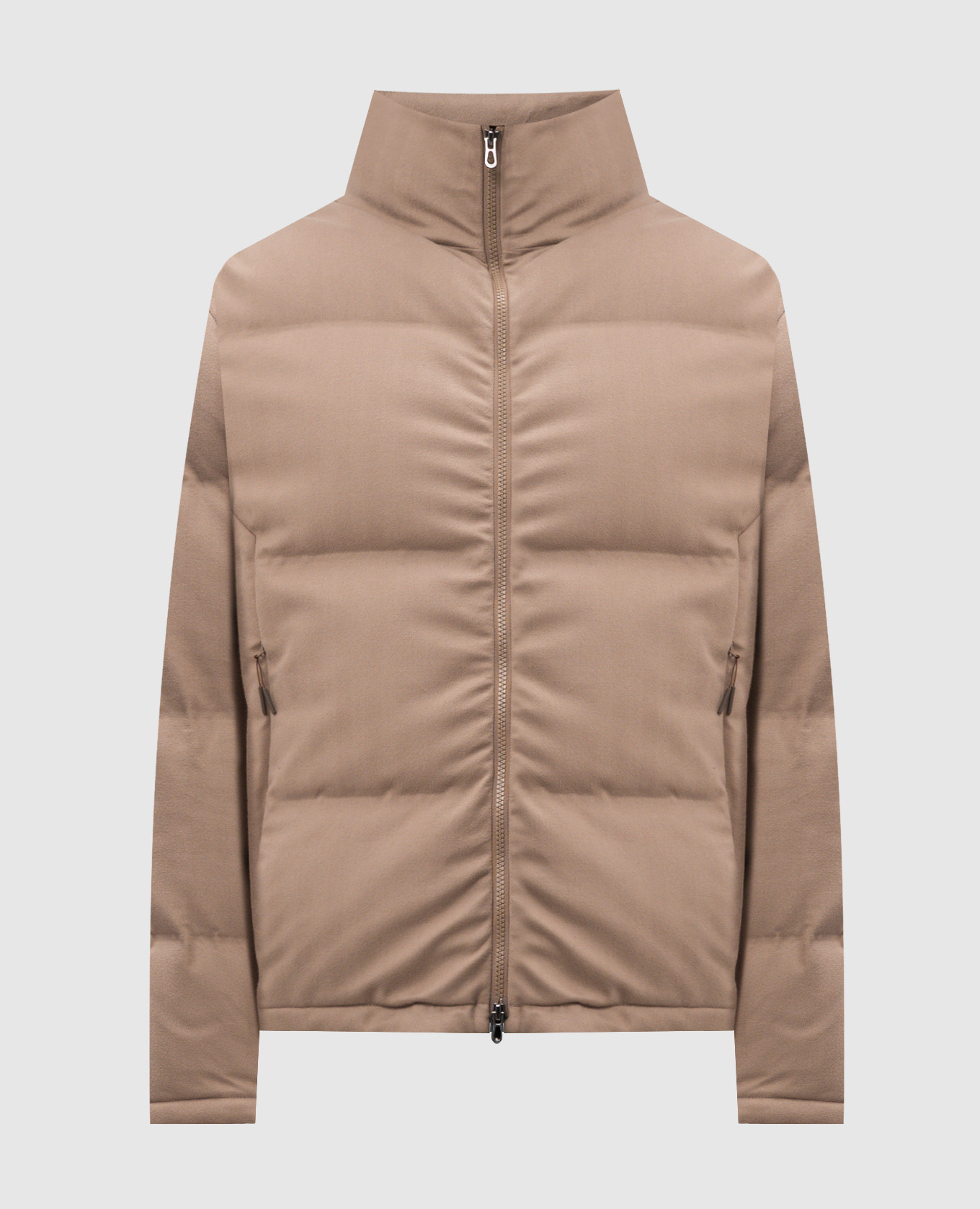 Beige tribeca down jacket with cashmere sease