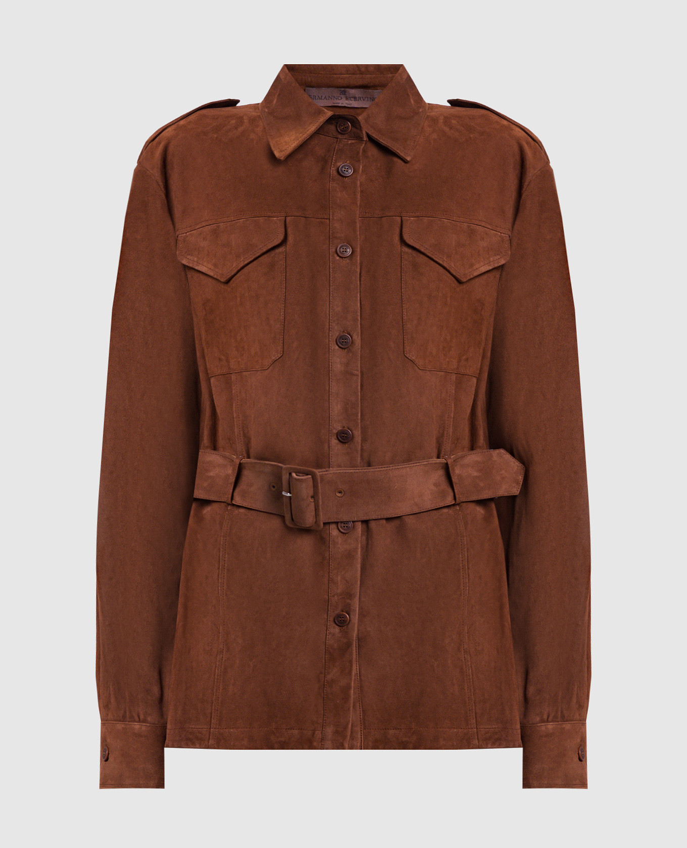 

Brown suede shirt jacket with belt Ermanno Scervino