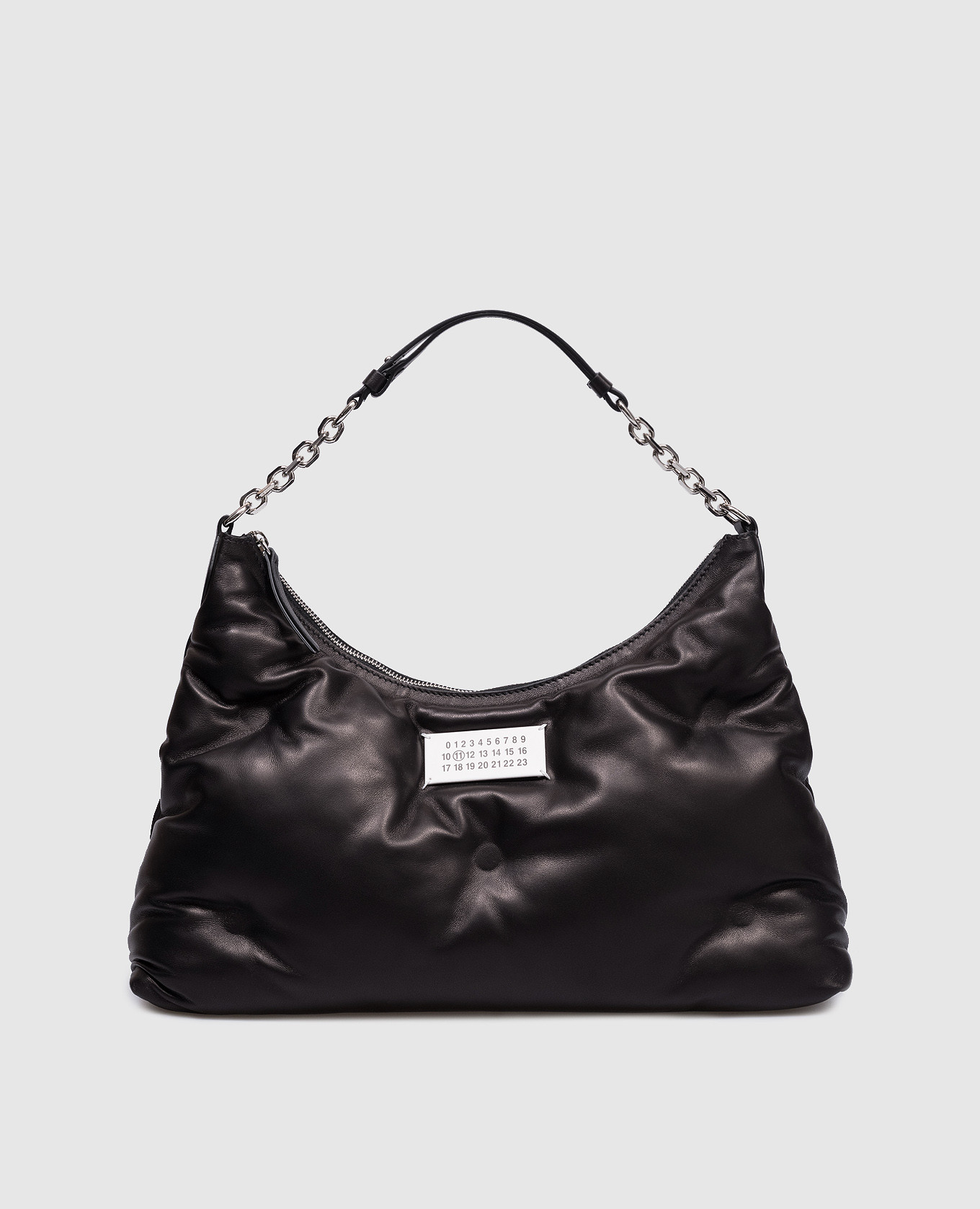 

Glam Slam logo patch black leather hobo bag Maison Margiela