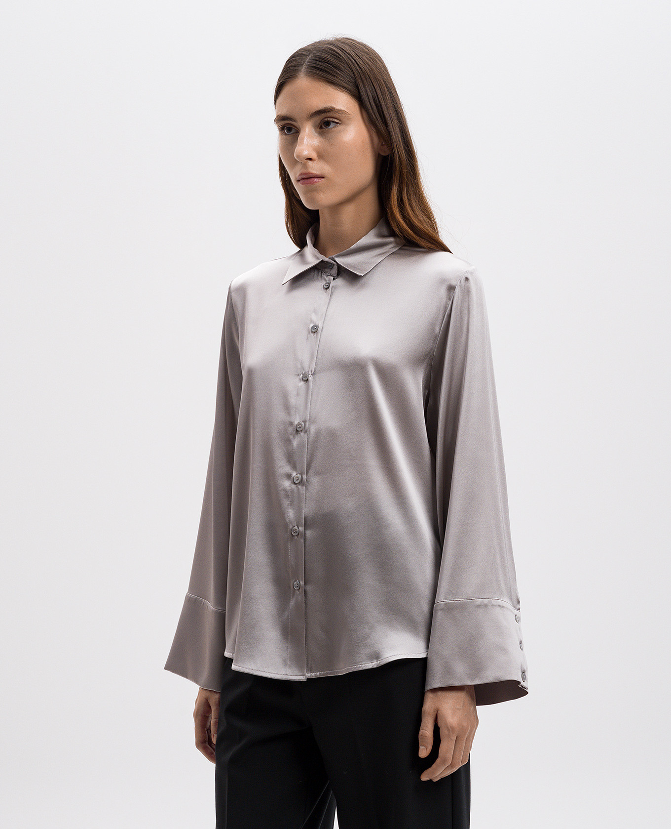 

Gray silk blouse Solotre, Grey