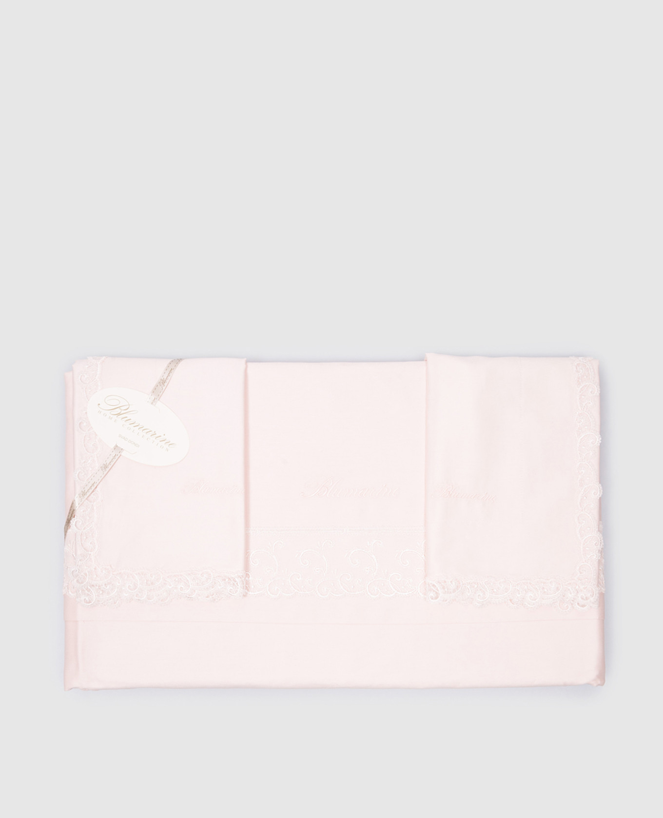 

Pink logo embroidered bedding set with lace Blumarine