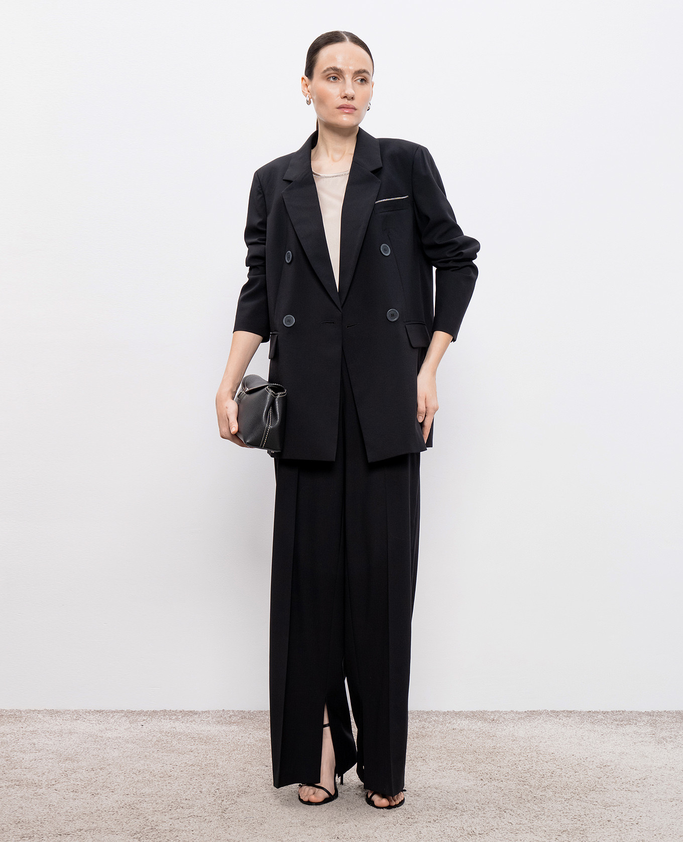 

Black double-breasted wool jacket Peserico
