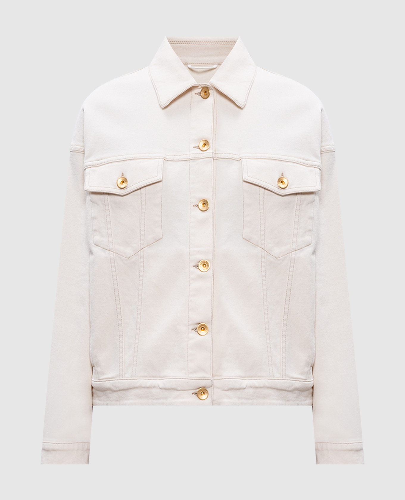

Beige denim jacket with monil chain Brunello Cucinelli