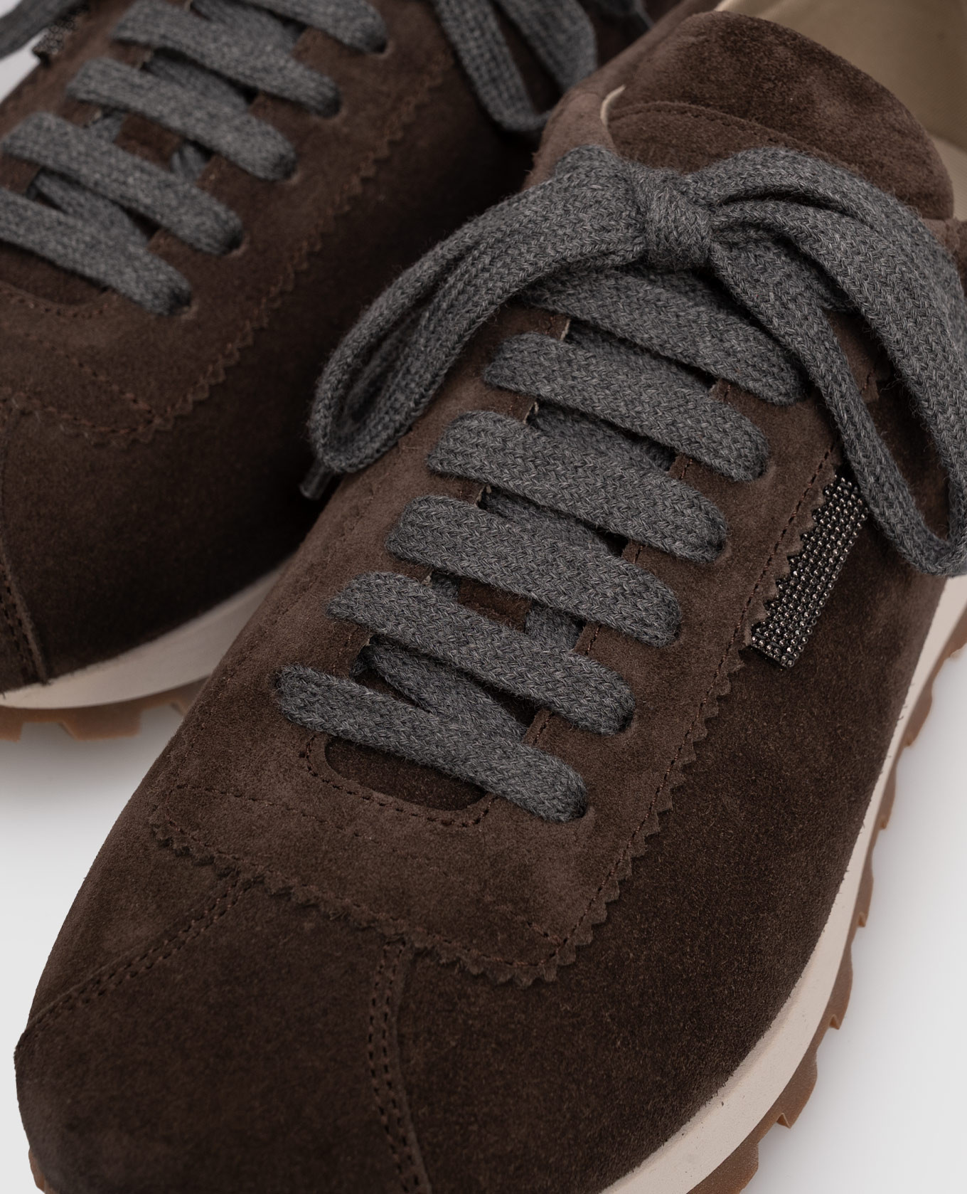 

Brown suede sneakers with monil chain Brunello Cucinelli
