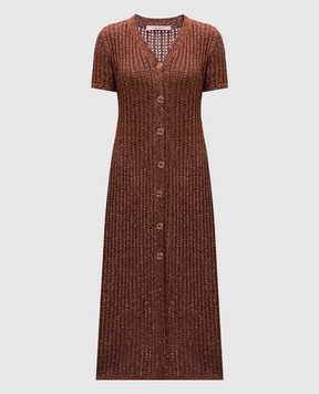 Twinset Brown midi dress with lurex 251TT3190