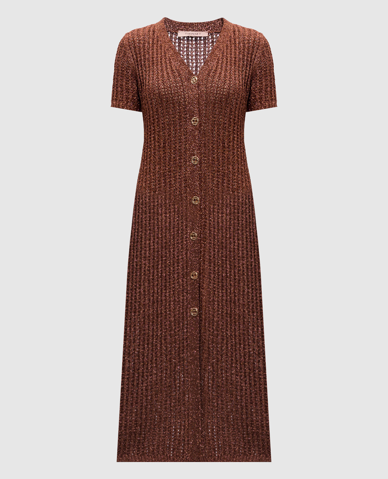 

Brown midi dress with lurex Twinset