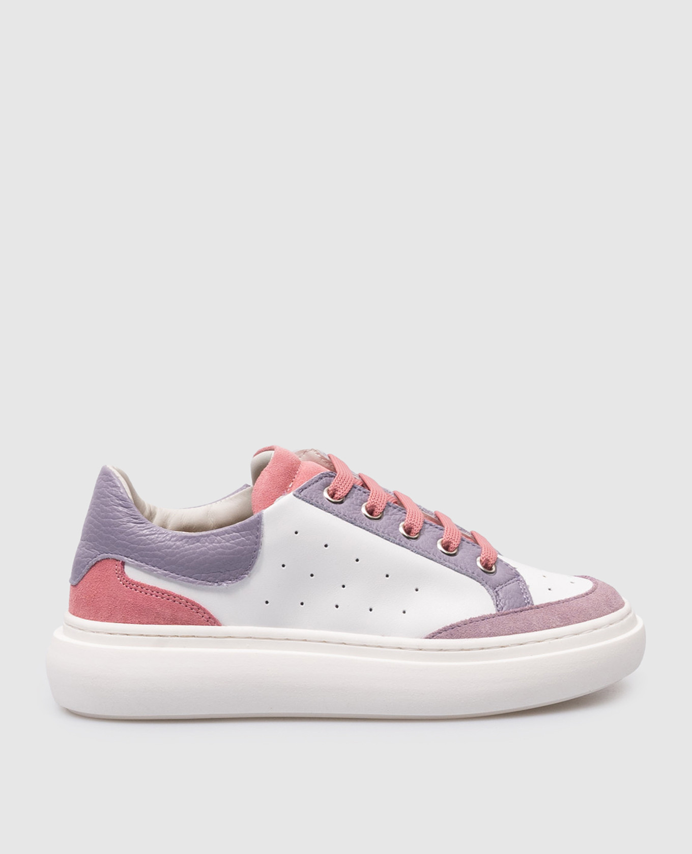 Children's white leather sneakers with perforation zecchino d'oro