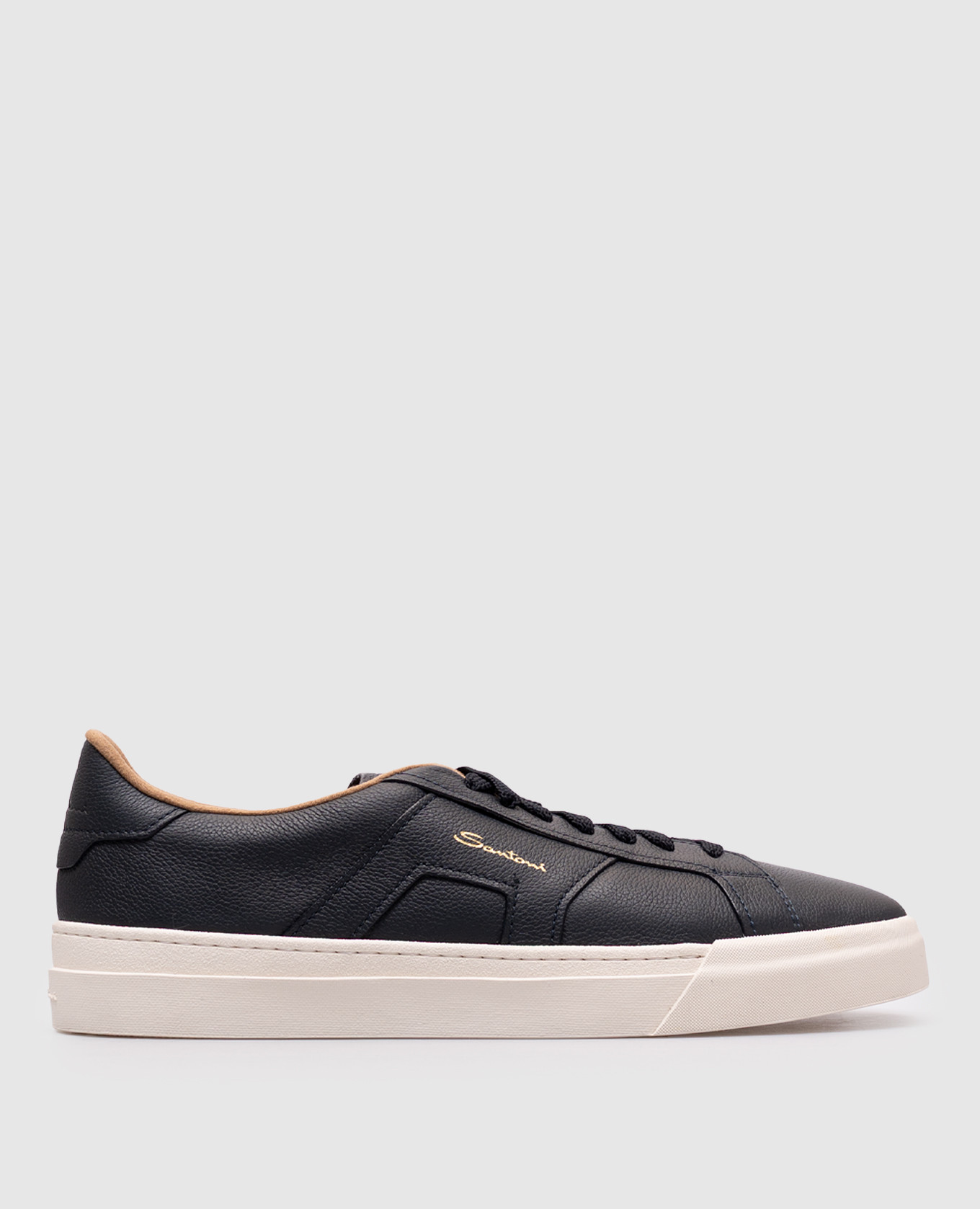 Blue leather sneakers with logo Santoni