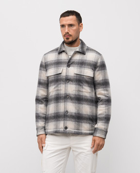 Peserico Gray jacket with wool in a checkered shirt style R5225808855