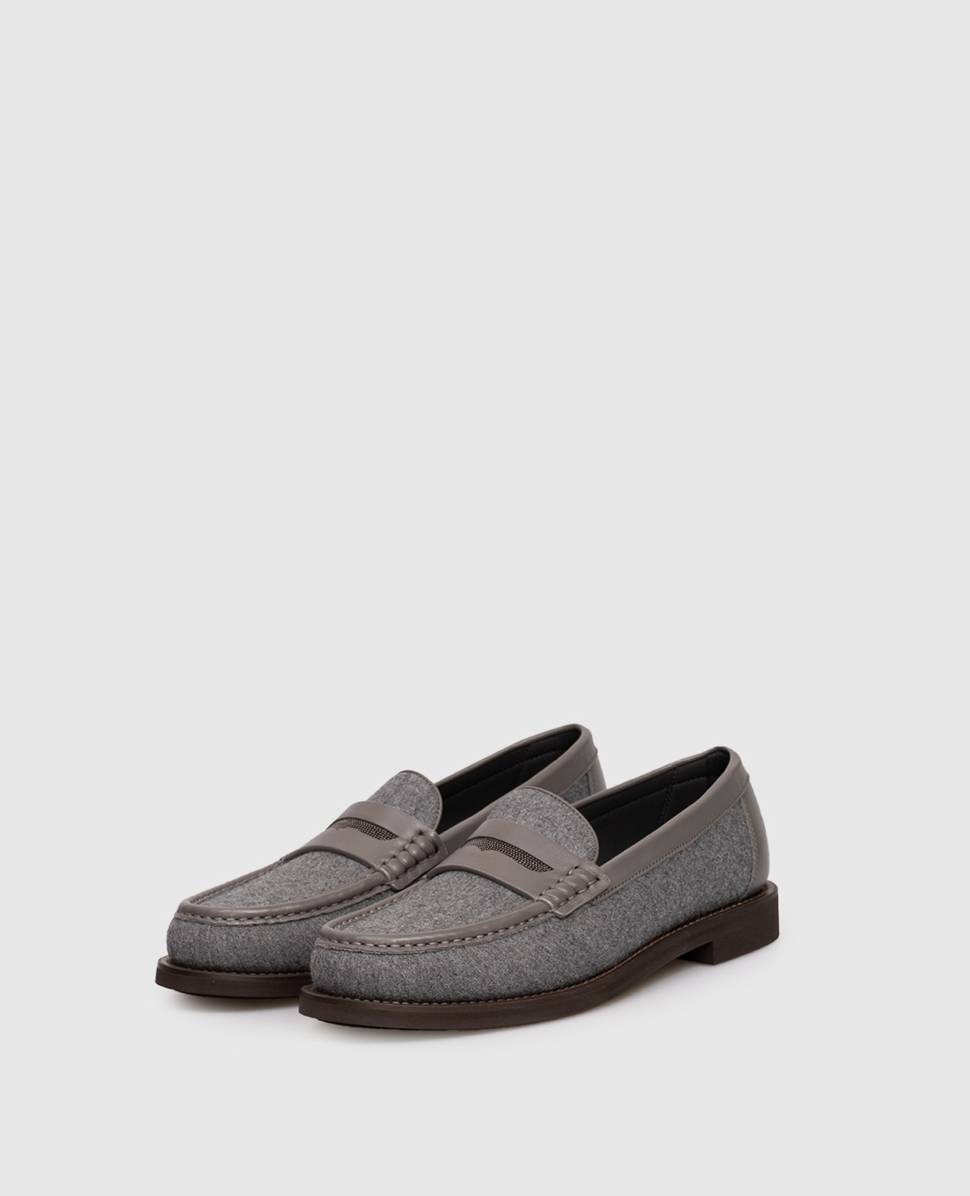 

Gray wool loafers with monil chain Brunello Cucinelli, Grey