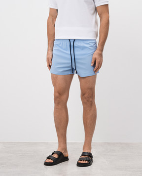 Vilebrequin Blue swim shorts with logo patch MANH9E00