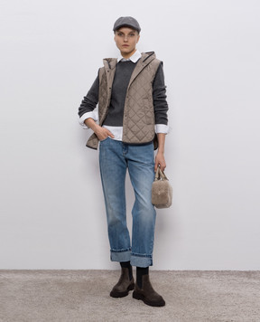 Brunello Cucinelli Blue jeans with a monil chain MP095P4028