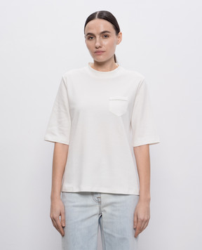 Peserico White T-shirt with a monil chain S06296J005635