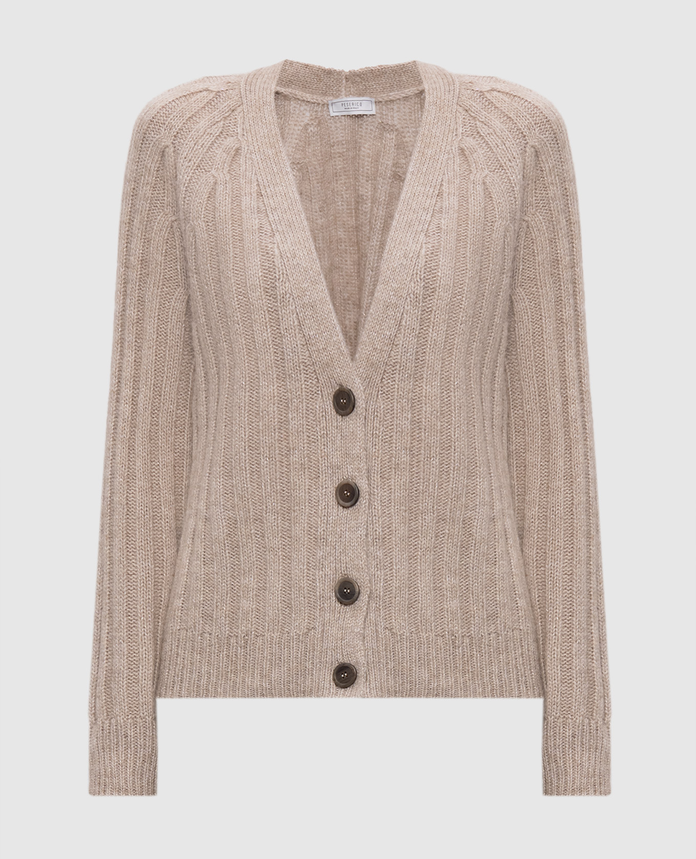 Beige wool and cashmere cardigan with lurex Peserico