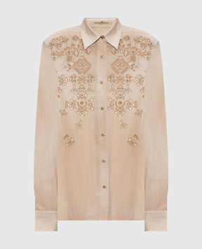 Ermanno Scervino Beige shirt with openwork embroidery D462K764EMY
