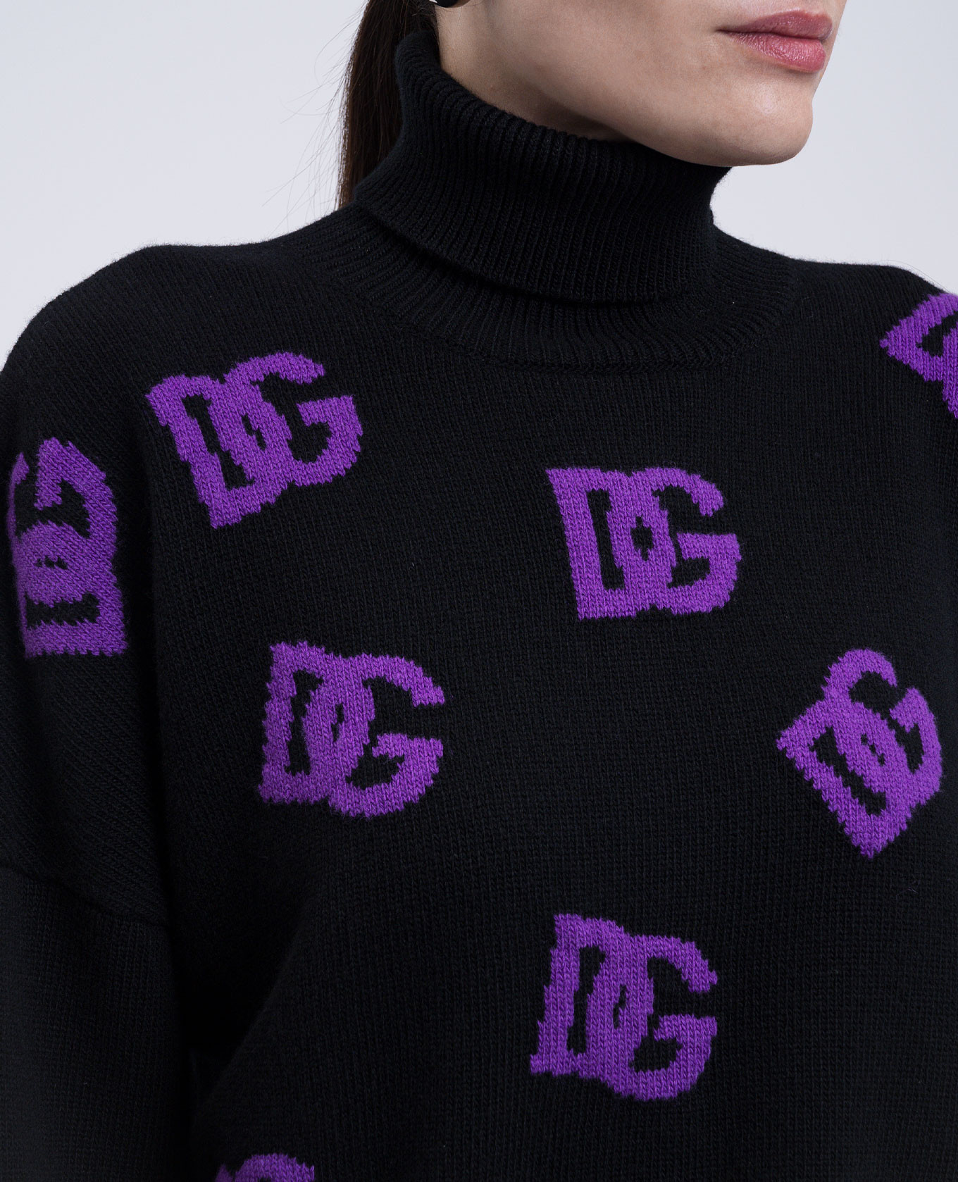 Black wool sweater with DG logo pattern Dolce&Gabbana 5