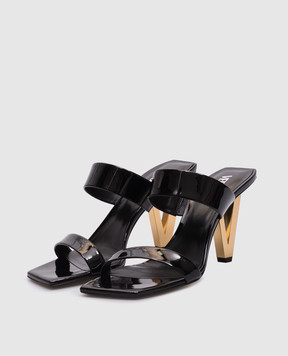 Versace Black patent leather mules with chunky heels 1019380D2VE