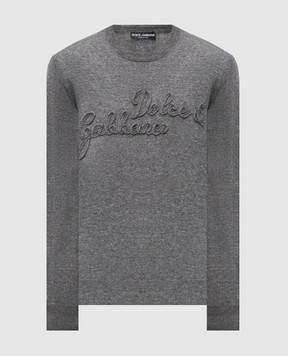 Dolce&Gabbana Grey wool jumper with logo GXX01ZJDVDE
