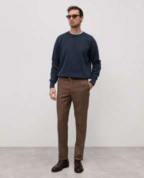 Slowear Brown checked wool and cashmere pants 1T003940958