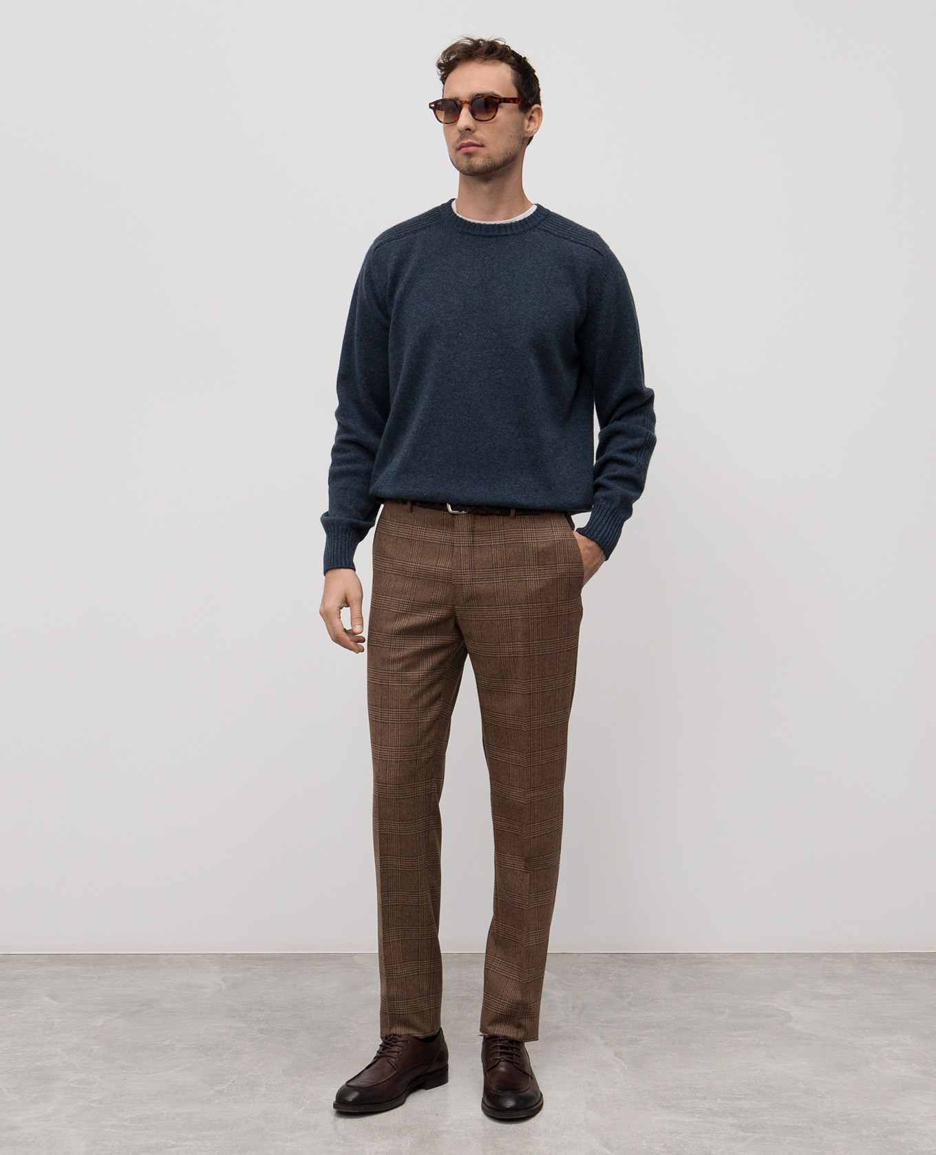 Brown checked wool and cashmere pants Slowear 2