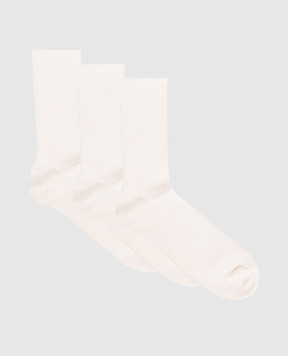 CDLP Set of white ribbed socks made of organic cotton USO006023003