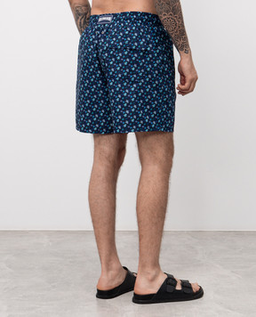 Vilebrequin Blue swim shorts with branded print MOOAB139